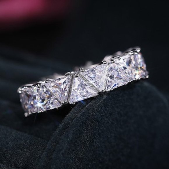 Trillion Cut Anniversary Band Ring - Picture 3 of 5